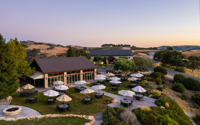 Calcareous Vineyards Wine Tasting Room, from above, in Paso Robles, CA
